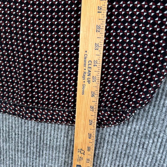 Retro Geometric Print Button Blouse Womens L Boho Preppy Career Chic Top - Picture 7 of 11